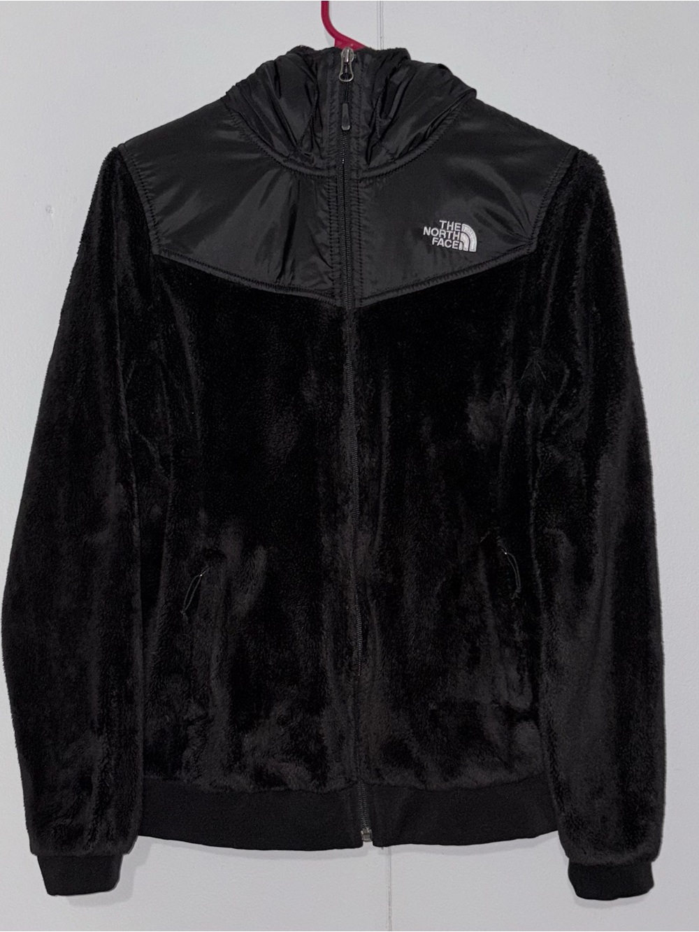 The North Face Womens Medium Black Raschel Fleece Hooded Full Zip Plush Jacket